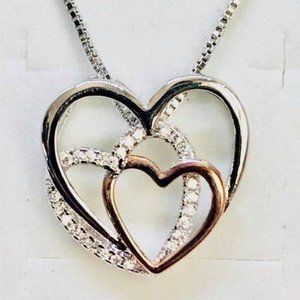 AAA Austrian CZ 2-Toned Triple Heart Necklace